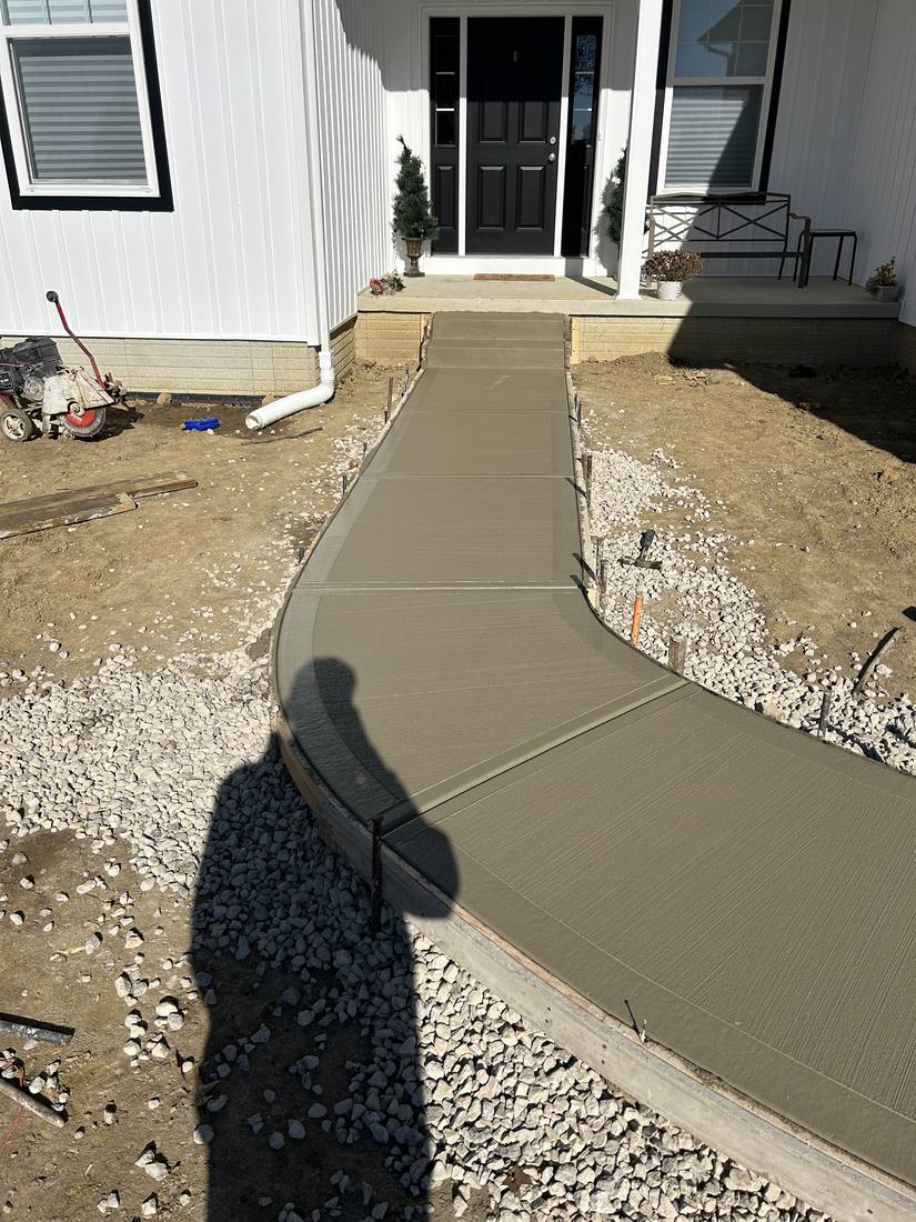 Curved walk to the front door