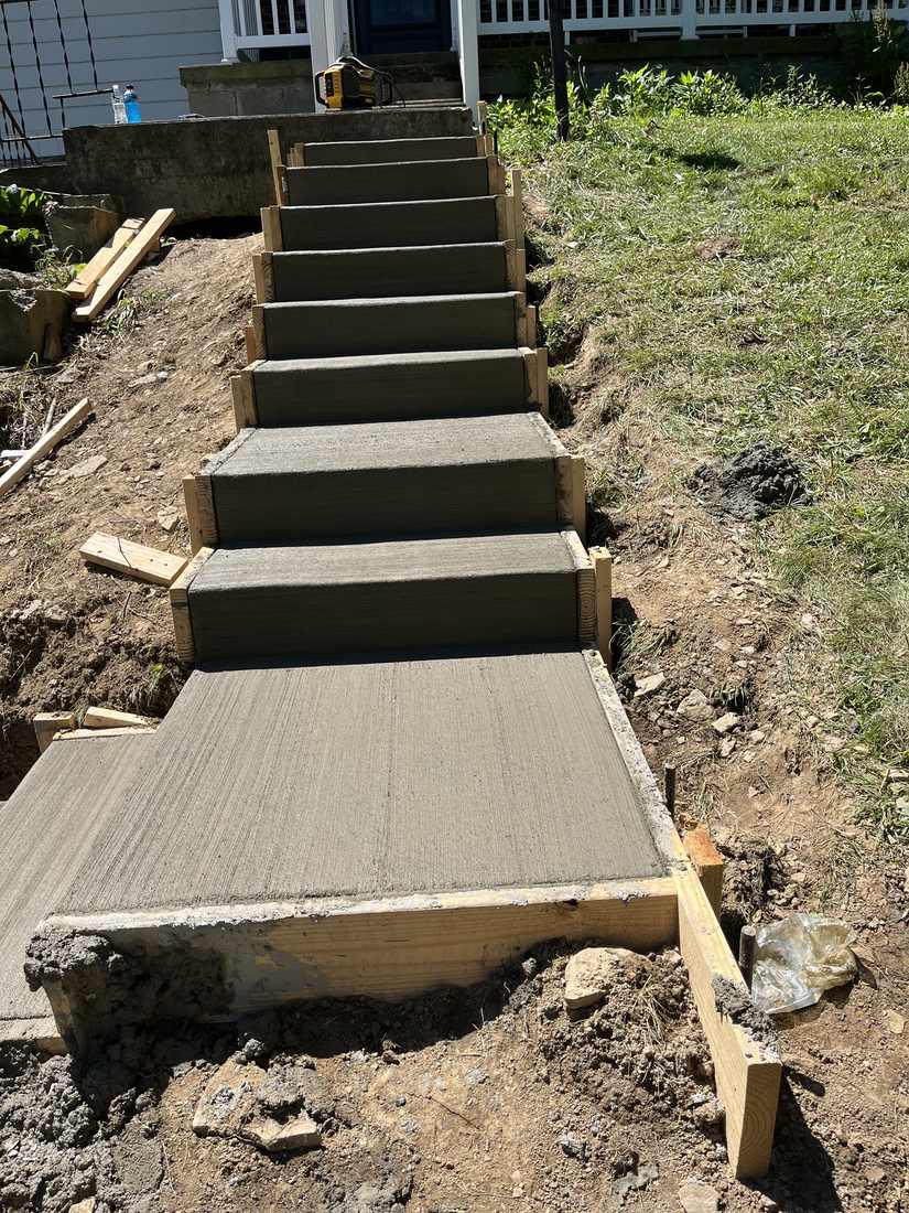 Forms to finished hillside steps