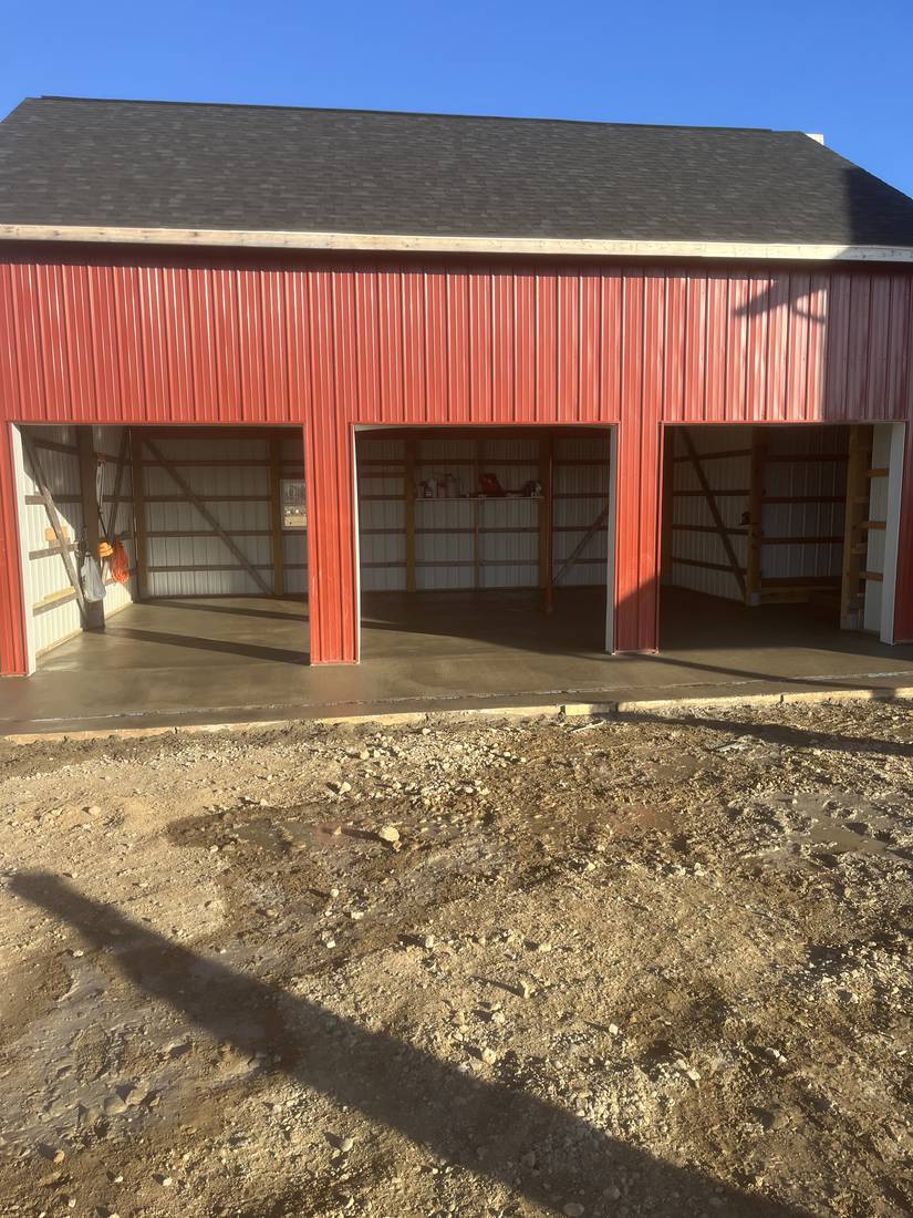 Three-bay pole barn slab