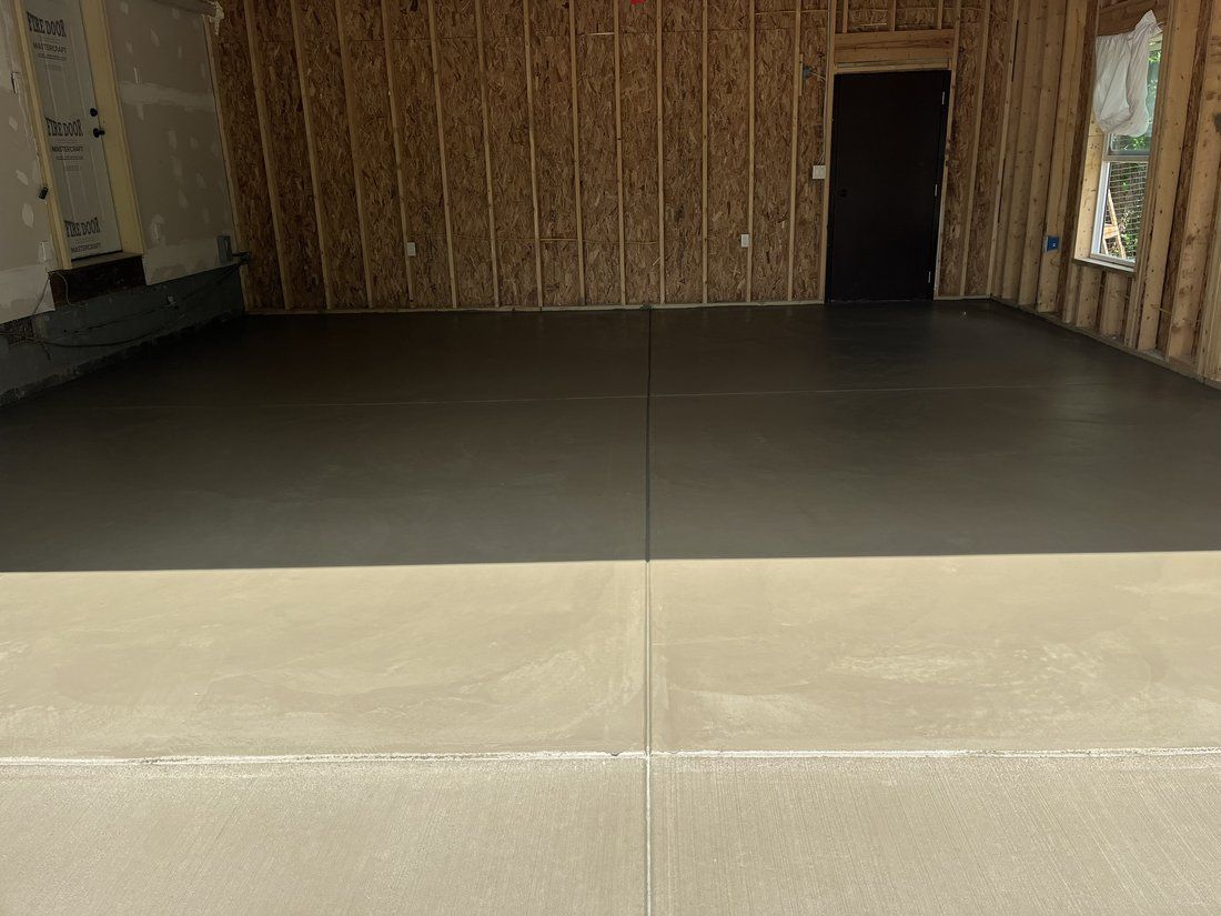 Garage floor, fresh off the trowel