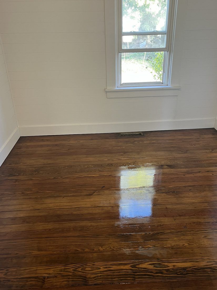 Heart pine, sanded and finished