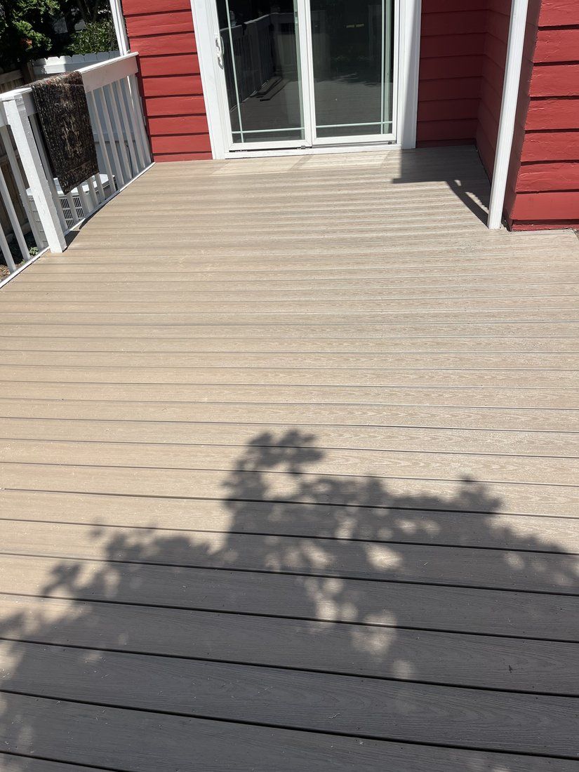 Composite decking out to the slider