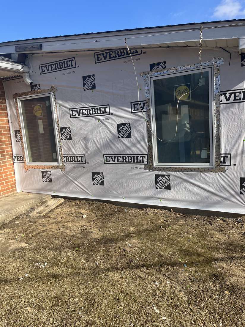 Pella windows set in the wrap